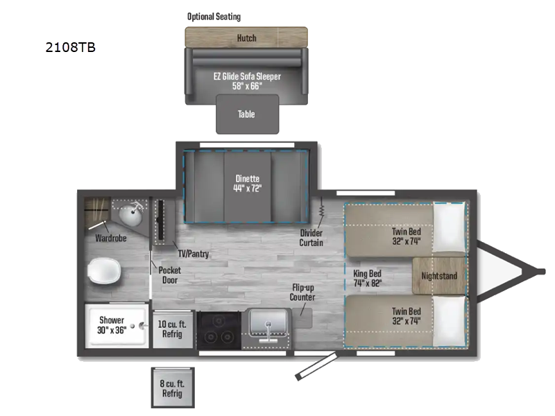 2026 Winnebago Micro Minnie 2108TB TRAVEL TRAILER